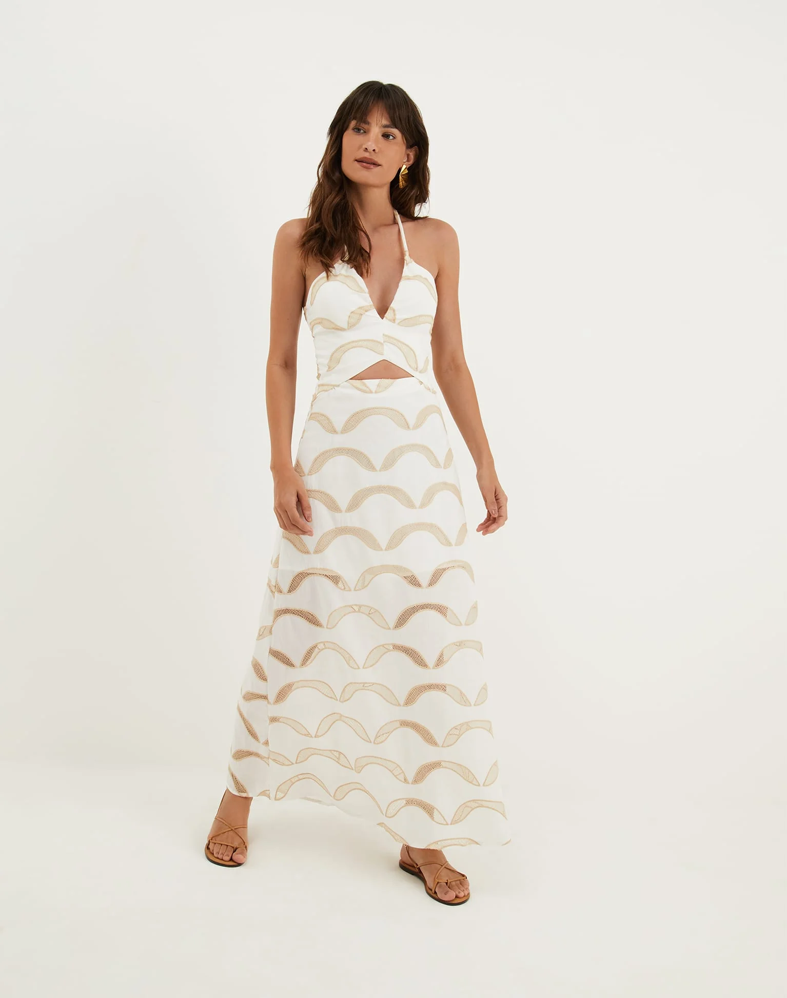 Eyelet Aila Long Dress | Off White - Image 6