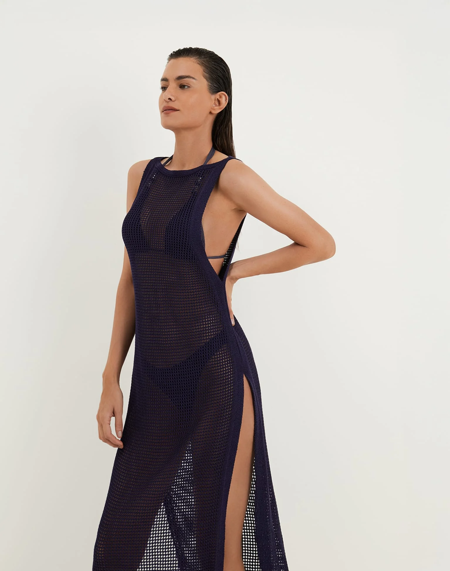 Knit Hanna Long Cover Up | Sailboat - Image 4