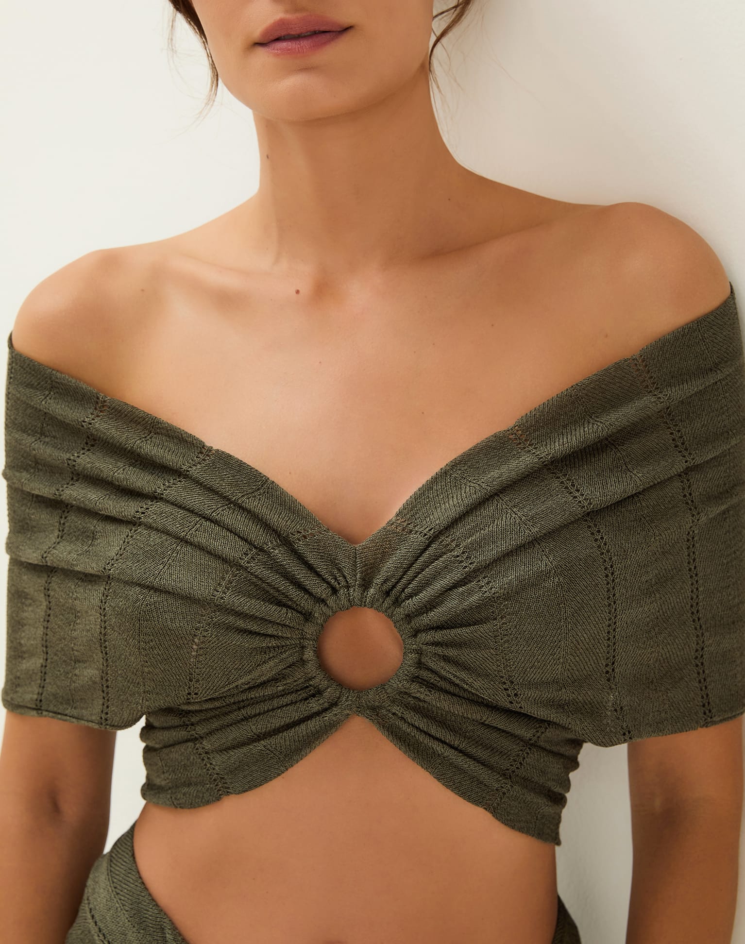 Knit Solaro Bardot Top | Evergreen - Image 4