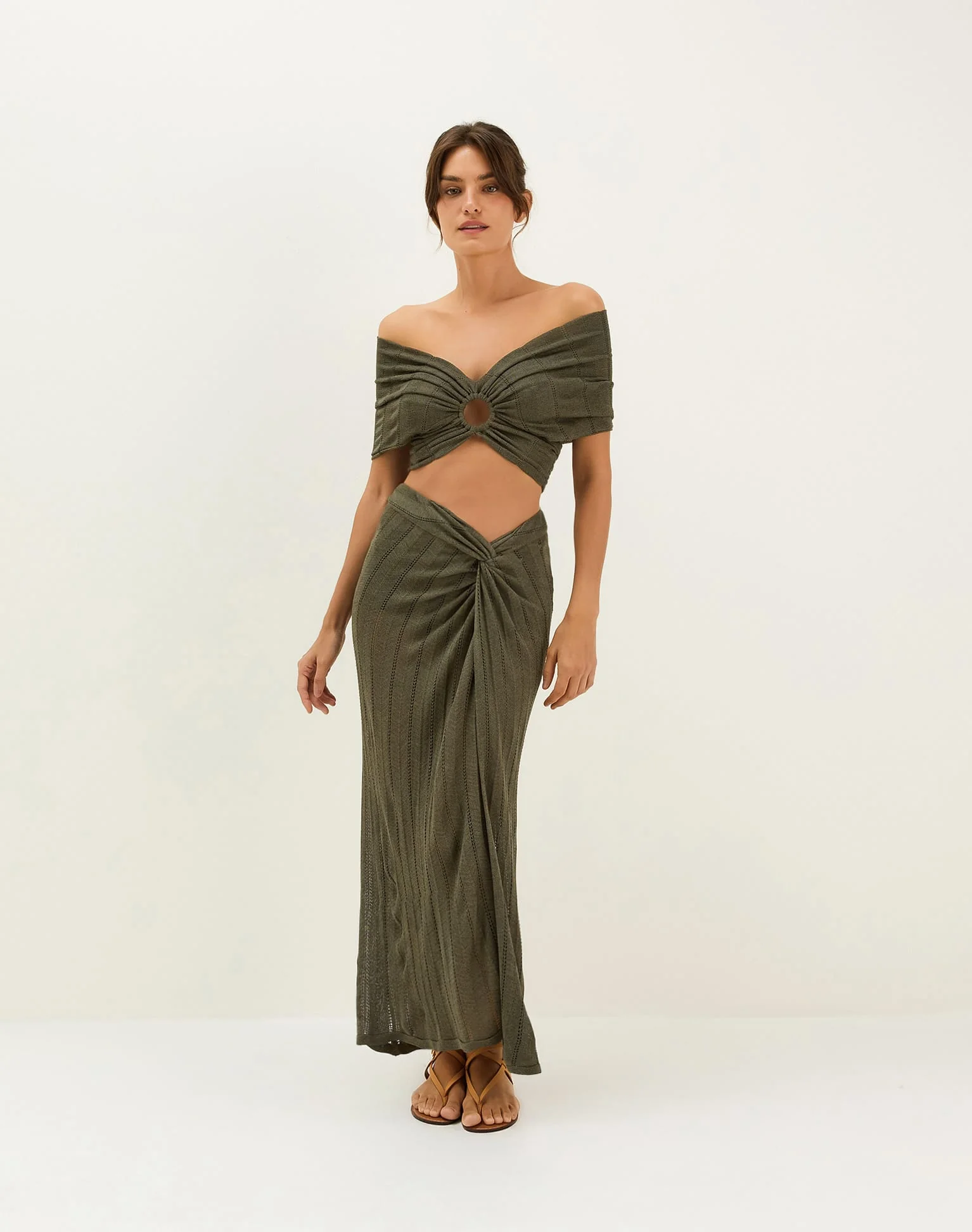 Knit Vis Long Skirt | Evergreen - Image 2