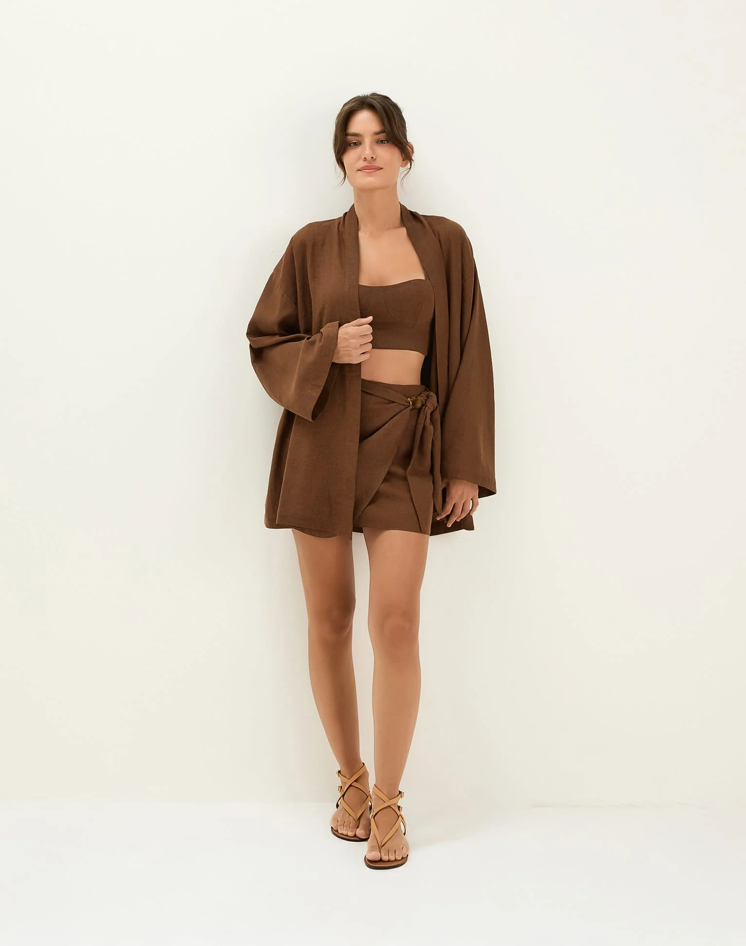 Luna Short Kimono | Brown - Image 2
